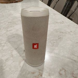 JBL FLIP 4 from 2019. Color white. Doesn’t hold charge for that long.